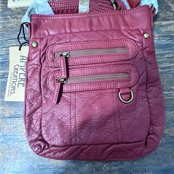 Ampere Maroon Red Crossbody Bag with Textured Leather and Adjustable Strap - Picture 1 of 7
